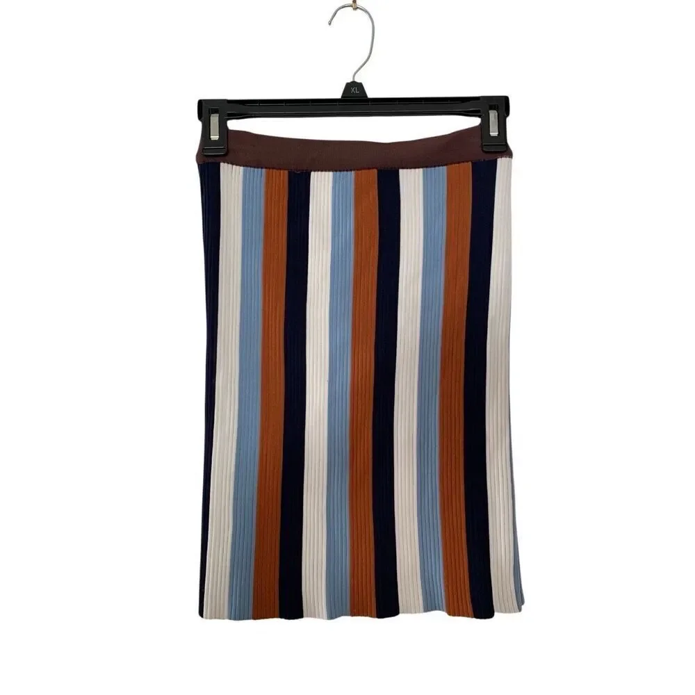 PH5 Striped‎ Ribbed Knit Mini Skirt Brown Multicolor Size 5/US 2 - Picture 4 of 12
